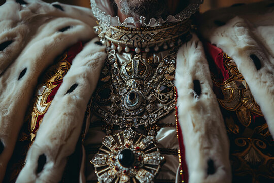 Regal Majesty: Monarch Adorned in Elaborate Regalia