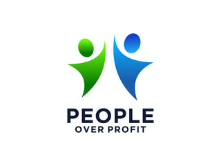 Abstract People Family teamwork colorful logo icon.