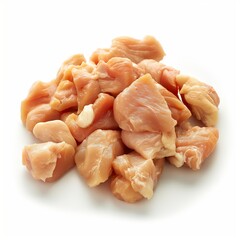 A piece of chicken meat isolated on a white background, showcasing its freshness and tenderness