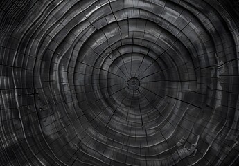 Dark Gray Tree Trunk Cross-Section Background