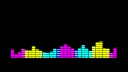 Audio equalizer bars moving. Colorful music equalizer Animation. audio visualizer seen from above Digital audio equalizer background.