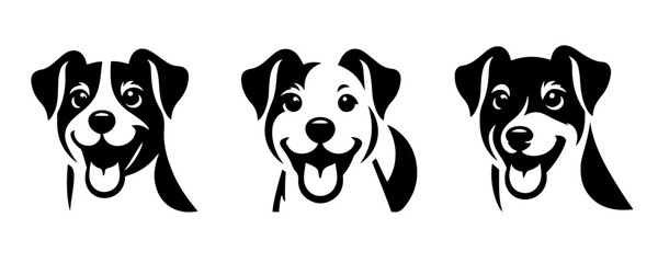 Obraz premium Vector set of happy faces of Jack Russell Terrier dog breed