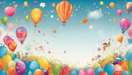Fototapeta premium background with balloons-balloons on the sky