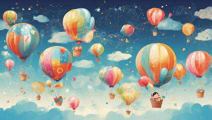 Obraz premium background with balloons-balloons on the sky