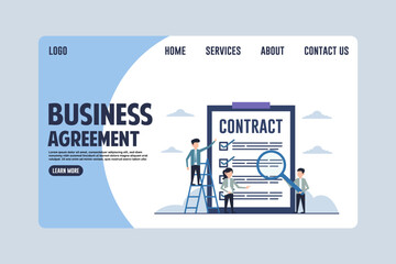 Landing Page Business Agreement Design Concept Illustration