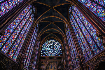 Obraz premium The Beautiful Stained Glass Windows of the Sainte-Chapelle - Paris, France
