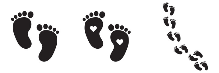 silhouette of baby feet icon over white background. vector illustration. Baby footprints icon isolated on white background. Baby feet sign. Set icons colorful. Vector Illustration.7891 