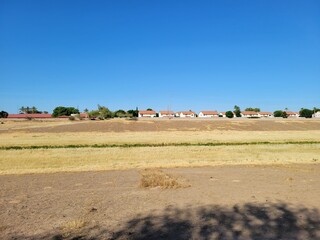 Typical Phoenix residential housing neighborhood along Arizona flood canal near Thunderbird Paseo...