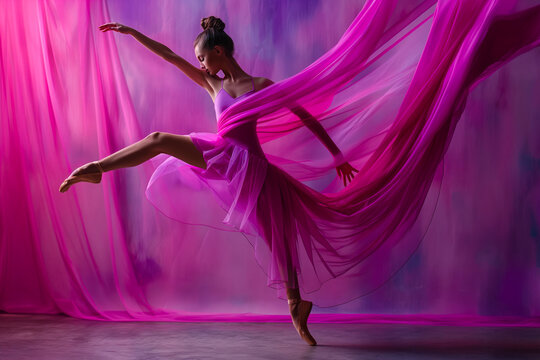 Beautiful ballerina dancing in the body color ballet leotard with body color cloth. She danced on ballet pointe shoes.