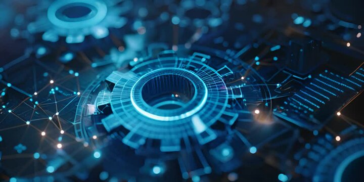 gear blue business agility, showcasing elements of smart strategic planning, flexible management practices, and adaptability in a corporate setting