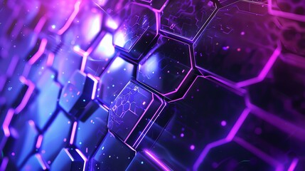 Fototapeta premium a purple and blue-ish hexagonal patterned background. futuristic and soccer feel with a bit of cyberpunk tone