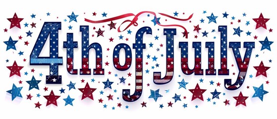 Festive 4th of July graphic design with red, white, and blue stars, perfect for celebrating Independence Day in the USA.