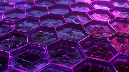 a purple and blue-ish hexagonal patterned background. futuristic and soccer feel with a bit of cyberpunk tone