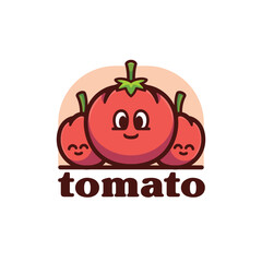 Tomato logo cartoon mascot vector illustration