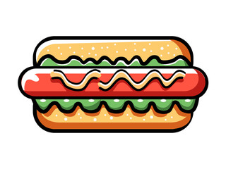 Delicious hot dog vector illustration in flat and minimalist style isolated on white background