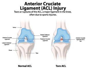 Comparison of normal and torn ACL in knee
