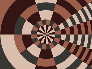 Circular pattern with brown and black stripes, creating a visually striking design
