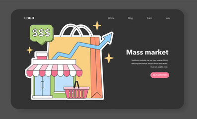 Mass market concept. . Flat vector illustration