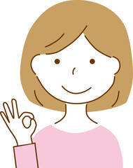 オッケーサインをする女性のイラスト素材
