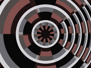 Circular pattern of black and white stripes, creating a mesmerizing visual contrast.