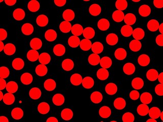 A black background with red circles, creating a visually striking contrast