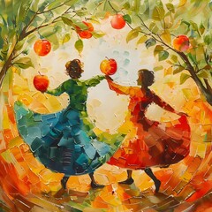 Vibrant Waltz of Contrasting Fruits Symbolizing Harmony