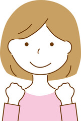 ガッツポーズをする女性のイラスト素材
