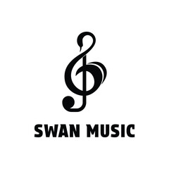 swan music logo design concept idea