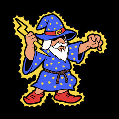 Wizard lightning vector cartoon