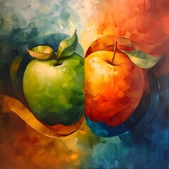 Lively Dance of Contrasting Fruits Symbolizing Harmony and Balance