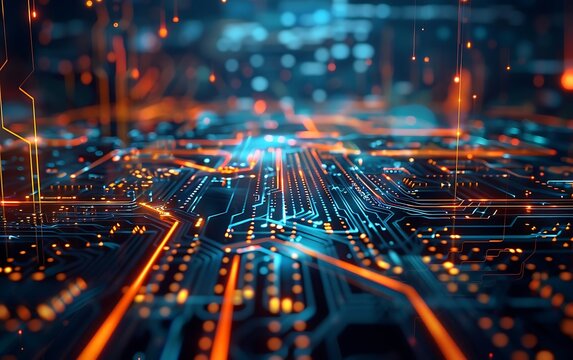 A close up of a visualization circuit board. Advanced Technology Concept