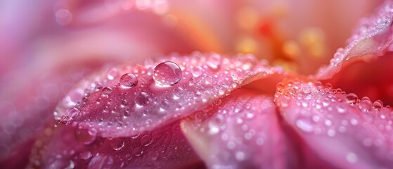 Fototapeta premium Macro shot of a raindrop on a flower petal,