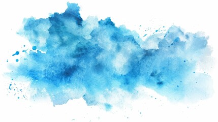 Obraz premium A watercolor painting of blue hues on a white background, copy space