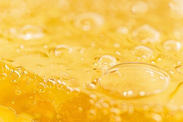 Abstract Yellow Liquid with Bubbles