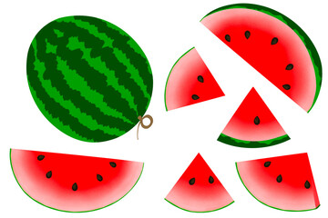 Illustration of a watermelon isolated on a transparent background.
