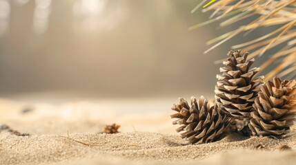 Natural Background with Cones and Sand Copy Space Abstract Toned Filter