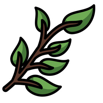 green leaves on brown branch clip art preview