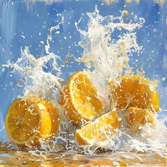 Playfully Swirling Citrus Fruits Evoking Energetic Zest and Vibrancy