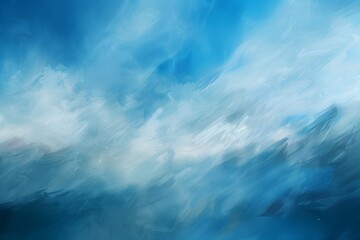 Abstract Blue Sky Oil Painting with Blurred Clouds