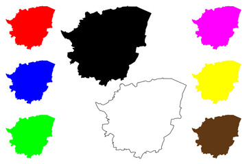 Metropolitan Borough and city of Doncaster (United Kingdom of Great Britain and Northern Ireland, Metropolitan and ceremonial county South Yorkshire, England) map vector illustration, scribble sketch