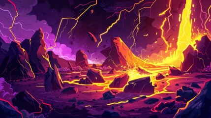 Epic Volcanic Eruption in a Fantasy Landscape, Generative AI