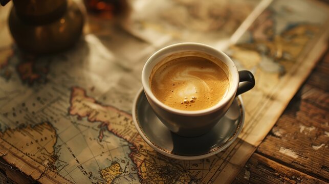 coffee on a map
