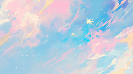 Fototapeta premium Pastel Pink and Blue Sky with Stars for Fantasy Background with copy space text for website