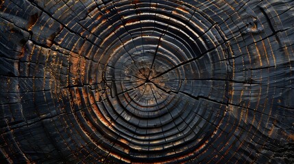 Fototapeta premium Close-up of ancient wood, annual rings creating circular patterns, natural texture, weathered look