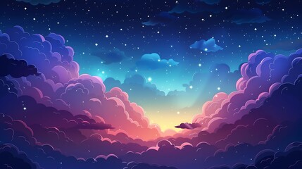 Serene Mountain Evening - Detailed Flat Design Wallpaper with Artistic Simplicity, Perfect for Eye-catching Displays