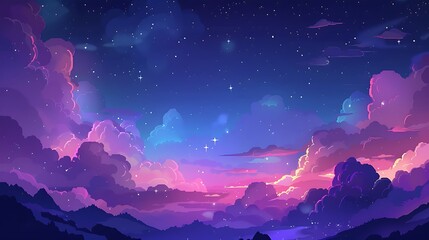 Majestic Mountain Evening - Detailed Flat Design Wallpaper with Artistic Simplicity