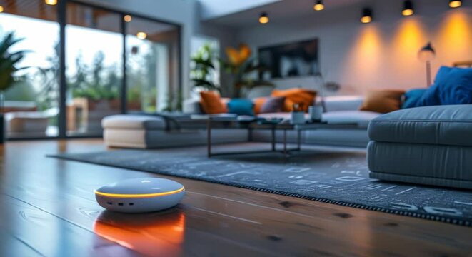 Wireless sensors and network in a smart home environment, living room setting