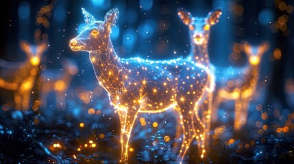 Ethereal forest at dusk, ghost-like animal outlines represent species lost to deforestation, emphasizing the permanent loss  