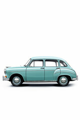 Fototapeta premium Blue car is shown on white background with shadow.