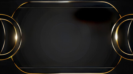 Refined elegance: luxurious black background adorned with intricate golden frame